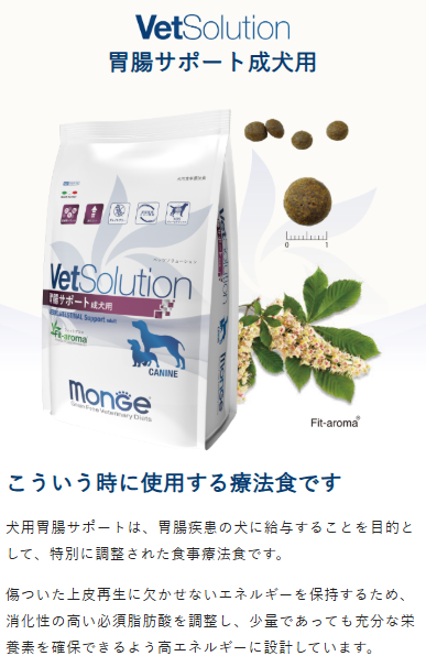 Monge VetSolultion モンジ ベッツソリューション 胃腸サポート 成犬用 800g