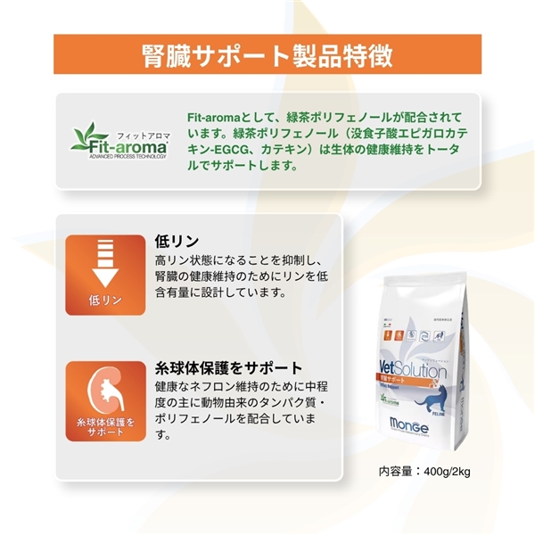 Monge VetSolution モンジ ベッツソリューション 猫用 腎臓サポート 400g