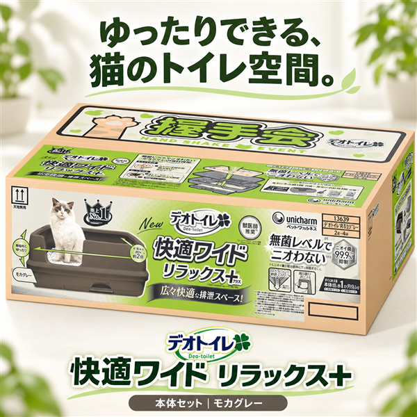 デオトイレ 快適ワイド リラックス+本体セット モカグレー 猫用