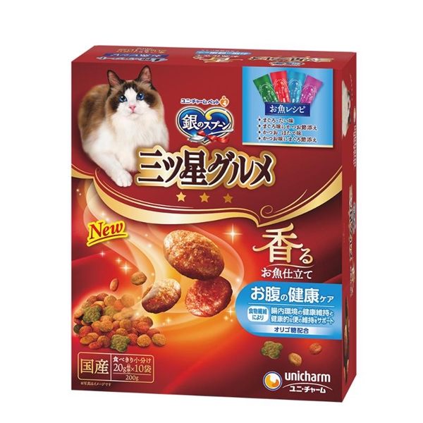 ユニ・チャーム 国産 銀のスプーン 三ツ星グルメ 香るお魚仕立て お腹の健康ケア お魚レシピ 4種のアソート 200g