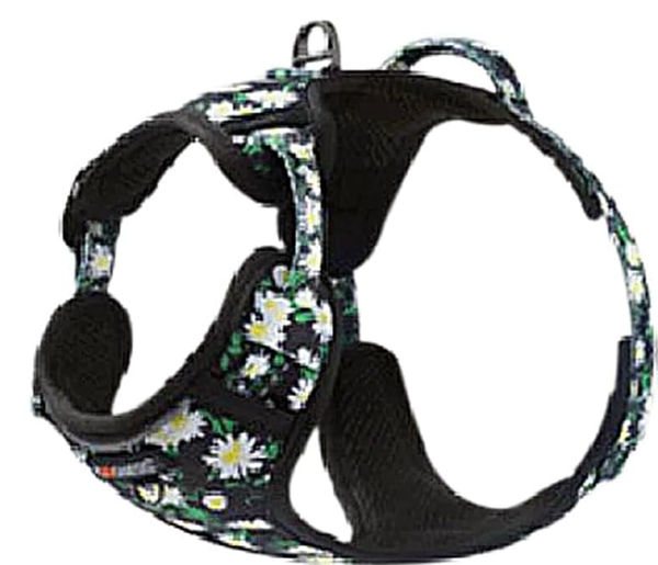 犬用ハーネス M 花柄 ブラック