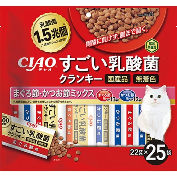 いなば 国産 CIAO チャオ すごい乳酸菌 クランキー まぐろ節・かつお節ミックス 22g×25袋