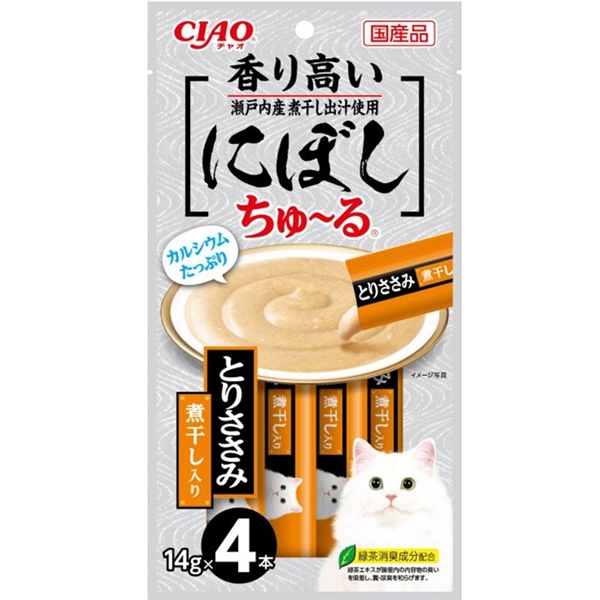 いなば 国産 CIAO チャオ にぼしちゅーる とりささみ 煮干入り 14g×4本