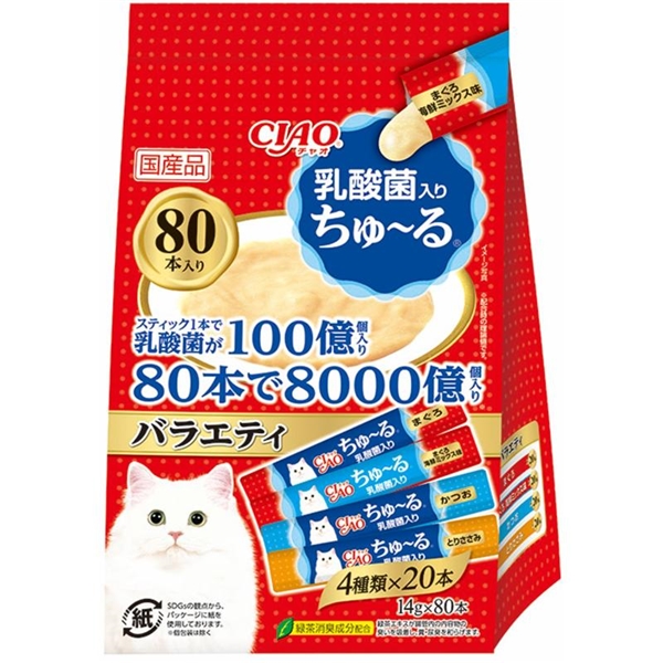 いなば 国産 CIAO ちゅーる 乳酸菌入り バラエティ 14g×80本