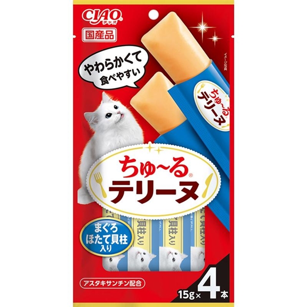 いなば 国産 CIAO チャオ ちゅーるテリーヌ まぐろ ほたて貝柱入り 15g×4本