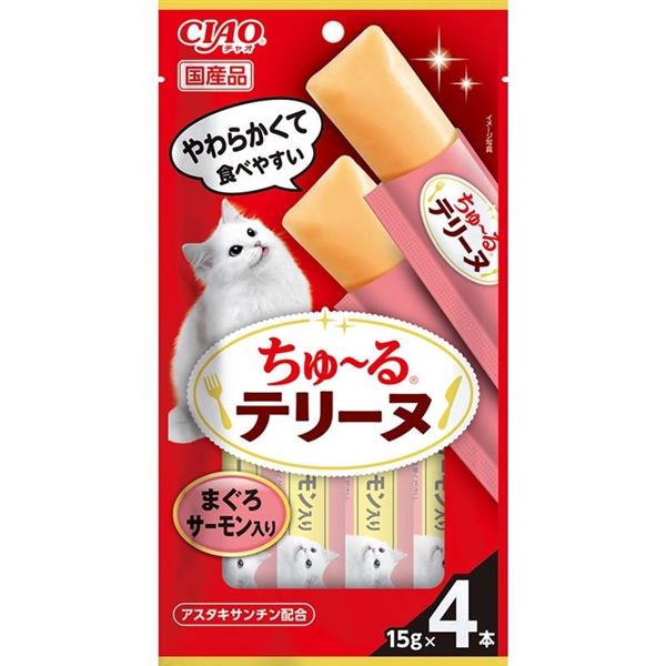 いなば 国産 CIAO チャオ ちゅーるテリーヌ まぐろ サーモン入り 15g×4本