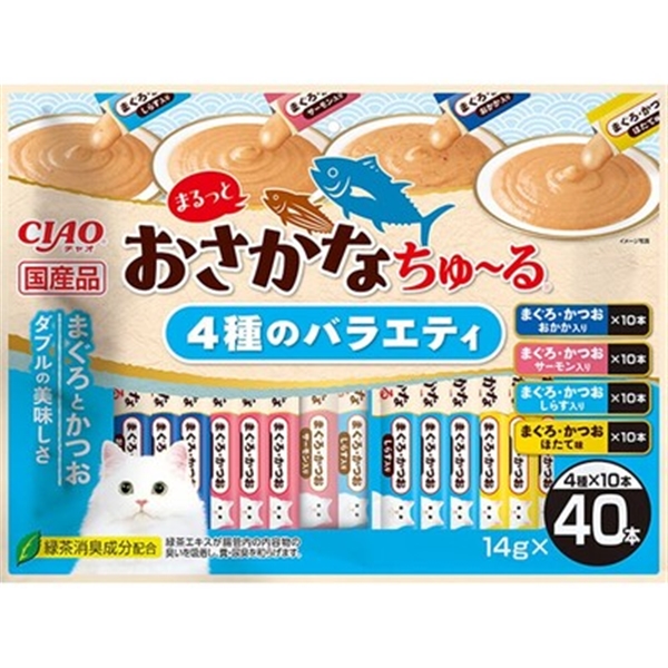 いなば 国産 CIAO チャオ まるっとおさかなちゅーる 4種のバラエティ 40本入り