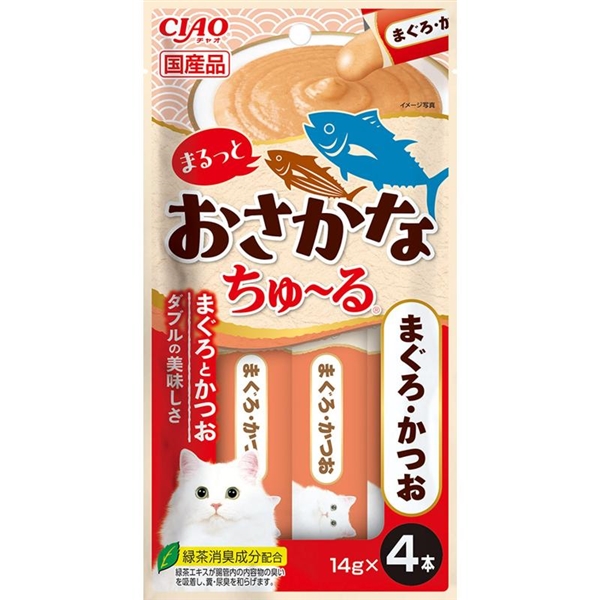 いなば 国産 CIAO チャオ まるっとおさかなちゅーる まぐろ・かつお 14g×4本