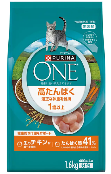 ピュリナワン キャット ドライ 高たんぱく 適正な体重を維持 チキン 1.6kg (400g×4袋)