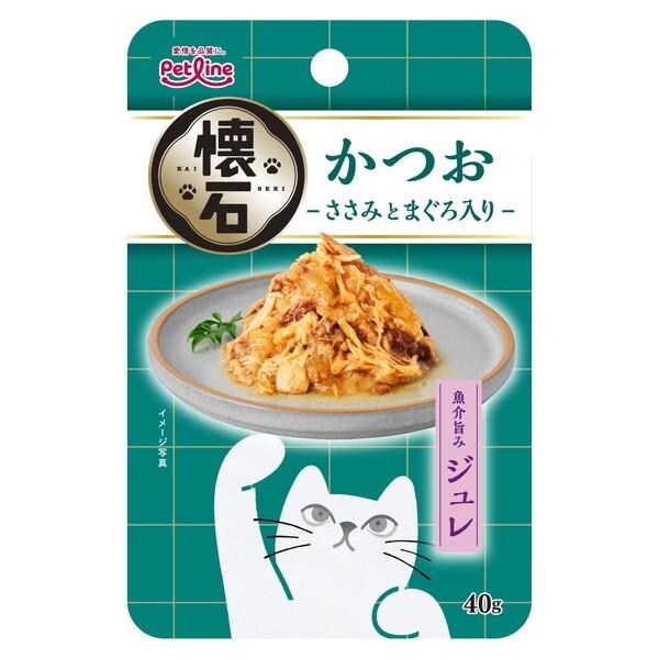 ペットライン 懐石レトルト 魚介旨みジュレ かつお ささみとまぐろ入り 40g
