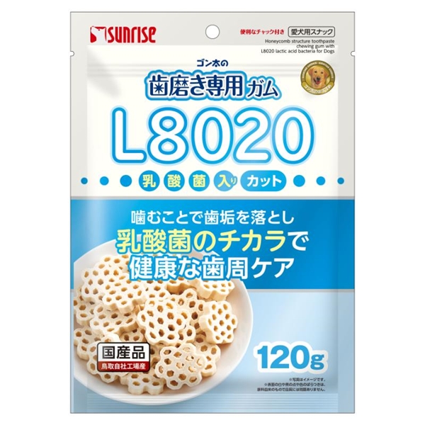 マルカン・サンライズ 国産 ゴン太の歯磨き専用ガム L8020乳酸菌入り カット 120g