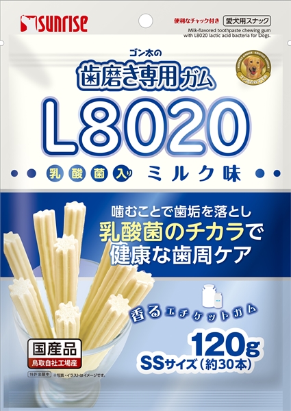 ゴン太の歯磨き専用ガム SSサイズ L8020乳酸菌入り ミルク味 120g