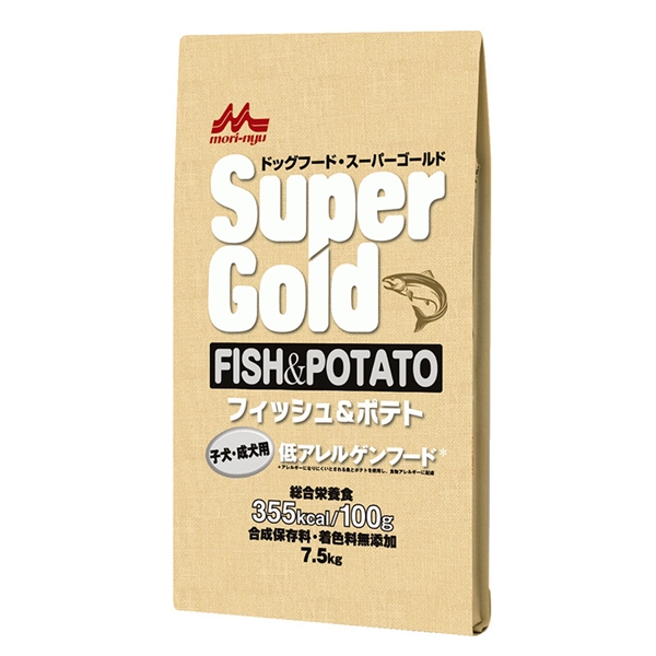 森乳サンワールド Super gold スーパーゴールド フィッシュ&ポテト 低アレルゲン 子犬・成犬用 7.5kg