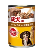 Ｐ１２２成犬用ビーフ＆チキン緑黄色野菜４００ 定価：250円（税込）