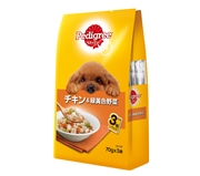 Ｐ１１６成犬用チキン＆野菜７０ｇ×３ 定価：228円（税込）