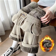 超厚裏起毛ワイドパンツ ベージュ レディース Mサイズ 秋 冬 ストレート 脚長効果