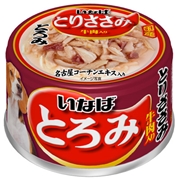 ＩＮＡＢＡとろみとりささみ牛肉入８０ｇ 定価：129円（税込）