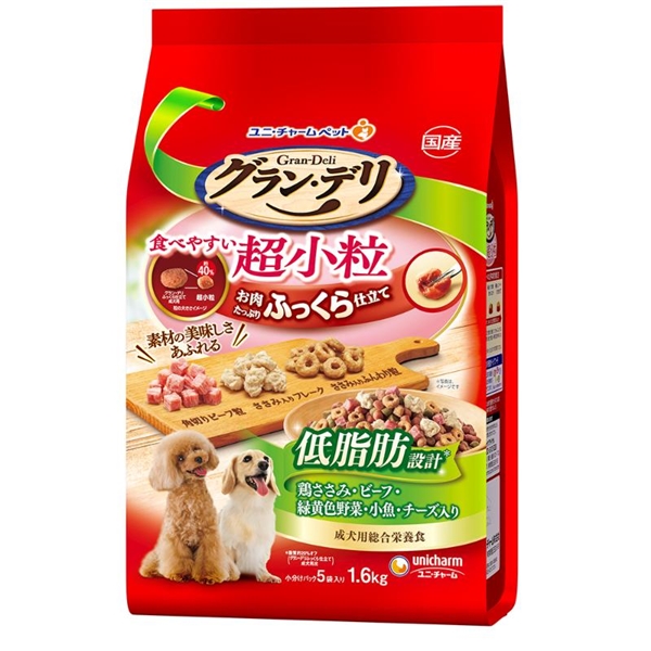 ユニ・チャーム グラン・デリ 国産 ふっくら仕立て 低脂肪 食べやすい超小粒 1.6kg 【定期購入】
