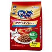 ユニ・チャーム 国産 銀のスプーン 贅沢うまみ仕立て 毛玉ケア まぐろ・かつお・煮干し・白身魚・しらす味 1.2kg