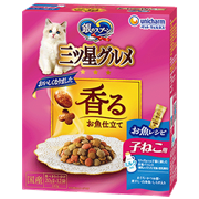 ユニ・チャーム 銀のスプーン 三ツ星グルメ 香るお魚仕立て 子ねこ用 ミルク入  20ｇ×12袋