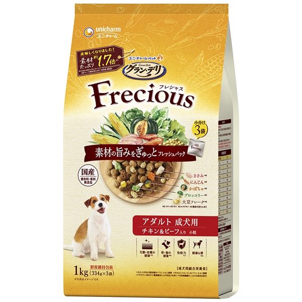 ユニ・チャーム 国産 Frecious フレシャス アダルト チキン＆ビーフ 1㎏ 【定期購入】