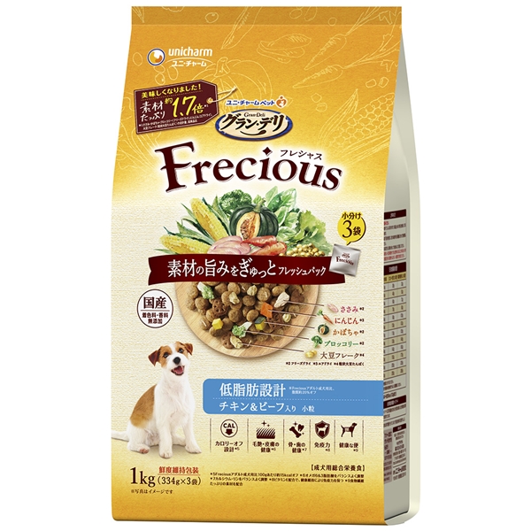 ユニ・チャーム 国産 Frecious フレシャス 低脂肪 チキン＆ビーフ 1㎏ 【定期購入】