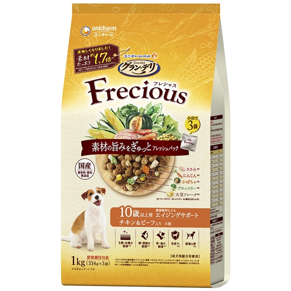 ユニ・チャーム 国産 Frecious フレシャス 10歳以上用 チキン＆ビーフ 1㎏ 【定期購入】
