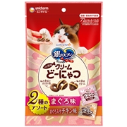 ユニ・チャーム 国産 銀のスプーン お魚味 クリームどーにゃつ 2種のアソート まぐろ味＆まぐろ入りチキン味 72g