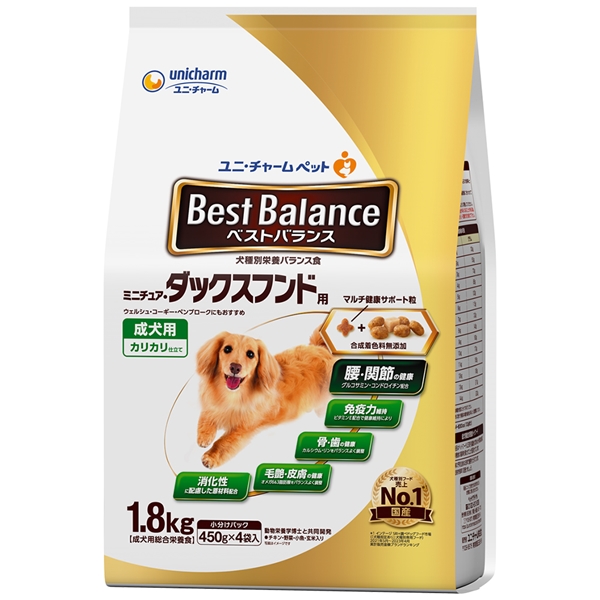 ユニ・チャーム ベストバランス ミニチュア・ダックスフンド 成犬用 1.8㎏ 【定期購入】