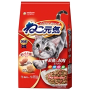 ユニ・チャーム 国産 ねこ元気 お魚とお肉ミックス まぐろ・白身魚・チキン・緑黄色野菜入り 1.0kg