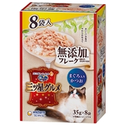 ユニ・チャーム 銀のスプーン 三ツ星グルメ パウチ 無添加フレーク まぐろ入り かつお 35g×8袋