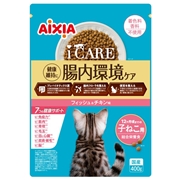 アイシア 国産 i CARE キャットドライ 腸内環境ケア 12ヶ月頃までの子ねこ用 フィッシュ＆チキン味 400g