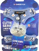 猫用ハーネス 花柄 ライトブルー