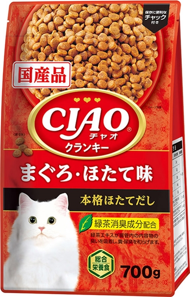 いなば 国産 CIAO チャオ クランキー まぐろ・ほたて味 本格ほたてだし 700g 【定期購入】