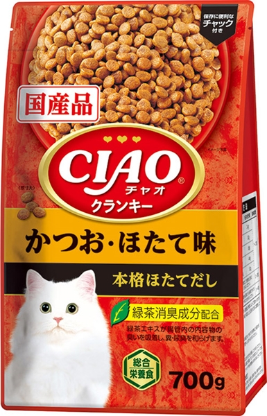 いなば 国産 CIAO チャオ クランキー かつお・ほたて味 本格ほたてだし 700g 【定期購入】