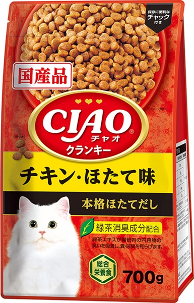 いなば 国産 CIAO チャオ クランキー チキン・ほたて味 本格ほたてだし 700g 【定期購入】