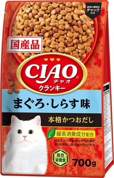 いなば 国産 CIAO チャオ クランキー まぐろ・しらす味 本格かつおだし 700g 【定期購入】