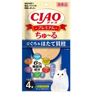 いなば 国産 CIAO プレミアムちゅ～る まぐろ＆ほたて貝柱 14g×4本