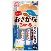 いなば 国産 CIAO チャオ まるっとおさかなちゅーる まぐろ・かつお おかか入り 14g×4本