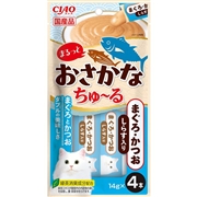 いなば 国産 CIAO チャオ まるっとおさかなちゅーる まぐろ・かつお しらす入り 14g×4本