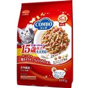 日本ペットフード 国産 コンボ キャット 毛玉対応15歳以上 かつお味・焼きタラチップ・ちりめん添え 600g(120g×5袋)