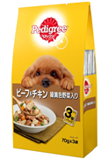 マース ペディグリー 成犬用 ビーフ&チキン&緑黄色野菜 70g×3袋