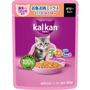 カルカン パウチ 12ヵ月までの子ねこ用 お魚・お肉ミックス まぐろ・かつお・ささみ入り 60g