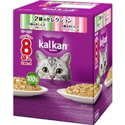 カルカン パウチ 2種のセレクション 4種のおいしさ まぐろ・たい・白身魚・ほたてだし入り 4種のおいしさ まぐろ・かつお・さけ・えび風味 60g×8袋