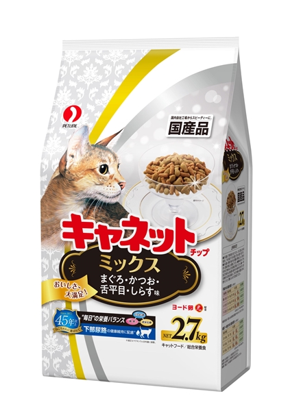 ペットライン 国産 キャネット チップ ミックス まぐろ・かつお・下平目・しらす味 2.7㎏ 【定期購入】