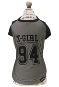 X-girl （エックスガール） ナンバリングラグランTEE ブラック