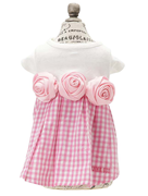 ANNA SUI （アナ スイ） バラコサージュギンガムチェックワンピ ピンク