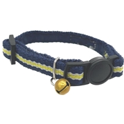 アース・ペット ターキー ねこモテ セーフティー外れる機能付 反射鈴付首輪 ストライプ ミニ猫用 黄×紺