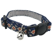 アース・ペット ターキー ねこモテ セーフティー外れる機能付 反射鈴付首輪 オルテガ ミニ猫用 紺×橙