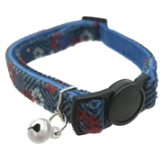 アース・ペット ターキー ねこモテ セーフティー外れる機能付 反射鈴付首輪 和ヘリンボン 成猫用 紺